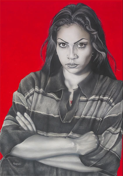 La Gabby in Red from the barrio fine art portfolio by Gaspar Enriques